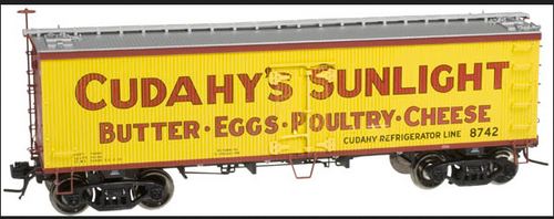Atlas O Cudahy Sunlight  36' reefer, 3 rail or 2 rail