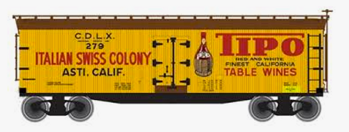 Atlas O Special run Italian Swiss Colony 40' wood reefer, 3 rail or 2 rail