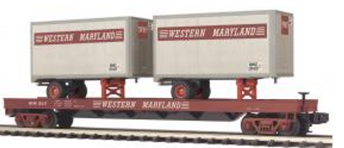 MTH Premier WM Flat Car with (2) 20'  WM Trailers, 3 rail
