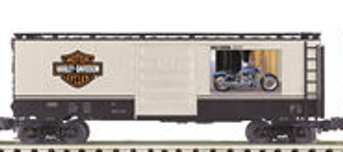 MTH Premier Harley Davidson 40' Box Car (2005 V-rod on side) , 3 rail