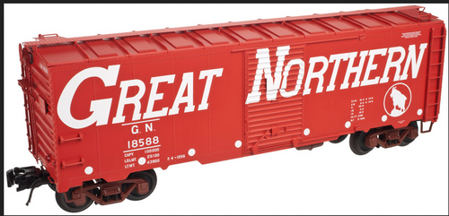 Atlas O special run  GN (red, large letters)  1937 style AAR 40' steel box car, 3 rail or 2 rail
