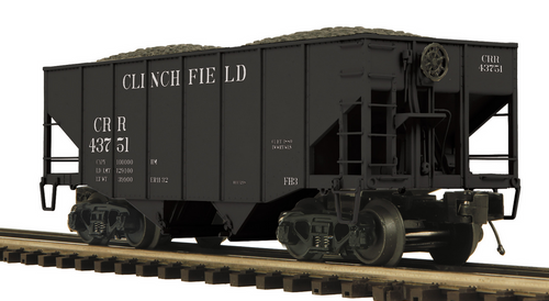 PDT special run MTH Premier 6 car set of Clinchfield  2 bay fishbelly  hopper cars,  3 rail