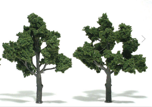 Woodland Scenics O gauge 7" to 8" high green broadleaf trees,  package of 2 trees