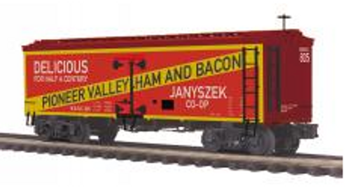 MTH Premier Pioneer Valley Ham  36' wood reefer, 3 rail