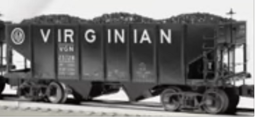 Lionel  Virginian    2 bay ribbed side hopper car,  3 rail