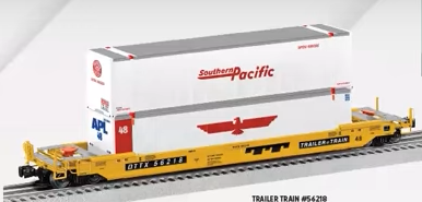 Lionel DTTX  double stack car with SP & APL containers , 3 rail 