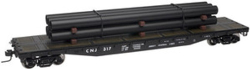 Case of 4 Atlas O PDT Exclusive CNJ 50' flat car with pipe load, 3 rail or 2 rail