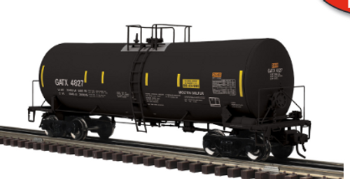 Pre-Order for Atlas  GATX (sulfur)  17,600 gal tank car, 2 rail or 3 rail