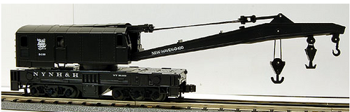 MTH Premier NH wreck crane with boom car and gondola, 3 rail