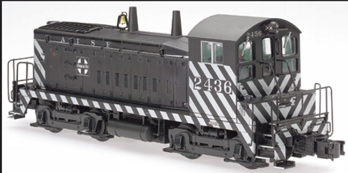 Atlas O Santa Fe (zebra stripe scheme)  SW-9  diesel,  3 rail tmcc