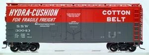 Pair of Atlas O Cotton Belt 40' bunkerless plug door  reefers, 3 rail or 2 rail