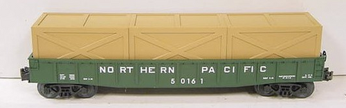 MTH Railking NP gondola with crates, 3 rail, LIKE NEW CONDITION