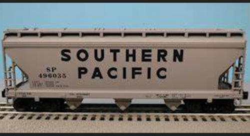 Lionel  "Standard O plus" Southern Pacific 3 bay centerflow covered hopper, 3 rail