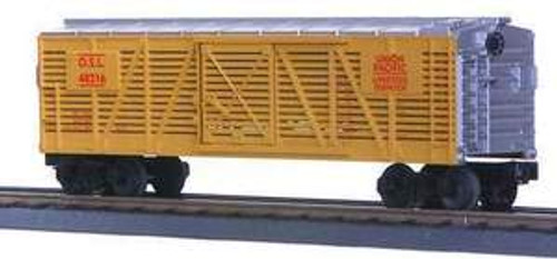 MTH Rail King semi-scale UP/OSL stock car (yellow/silver), 3 rail