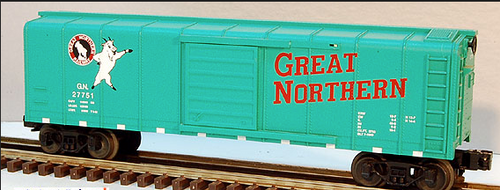 MTH Rail King GN (Green) 40'  Box Car, 3 rail Like New