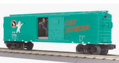 MTH Rail King GN   Box Car, with operating signal man, 3 rail
