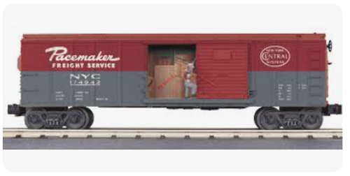 MTH Rail King NYC (pacemaker)   Box Car, with operating signal man, 3 rail