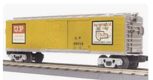 MTH Rail King UP "automated railway" (version 2) 40' box car, Like New COndition