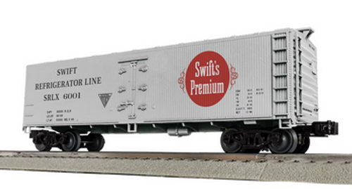 Lionel (fmr weaver) Swift's Premium (silver)  40' woodside reefer,  3 rail or 2 rail