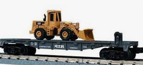 MTH Railking semi scale  40' flat car with CAT Wheel Loader, 3 rail
