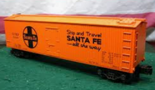 1995 MTH Rail King Santa Fe Semi-Scale woodsided  Reefer (orange), 3 rail