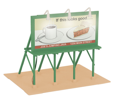 MTH O gauge Joe's Jumpin Java Lighted Billboard - The Public Delivery Track