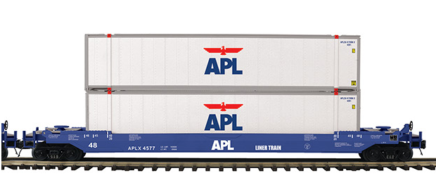 MTH Premier APL husky stack cars with two APL containers , 3 rail - The ...
