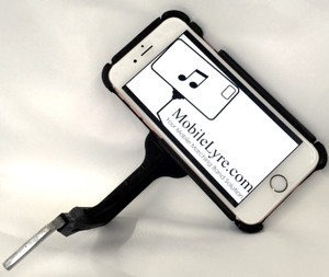 iPhone SE case on a MobileLyre for saxophone