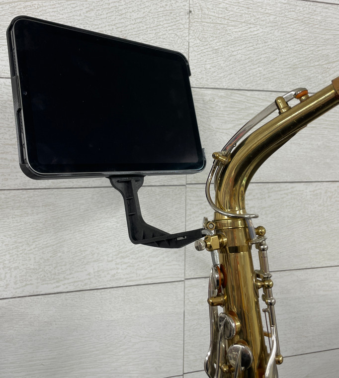 MobileLyre iPad Mini 6/7 case shown with MobileLyre saxophone lyre (case and lyre sold separately) 
