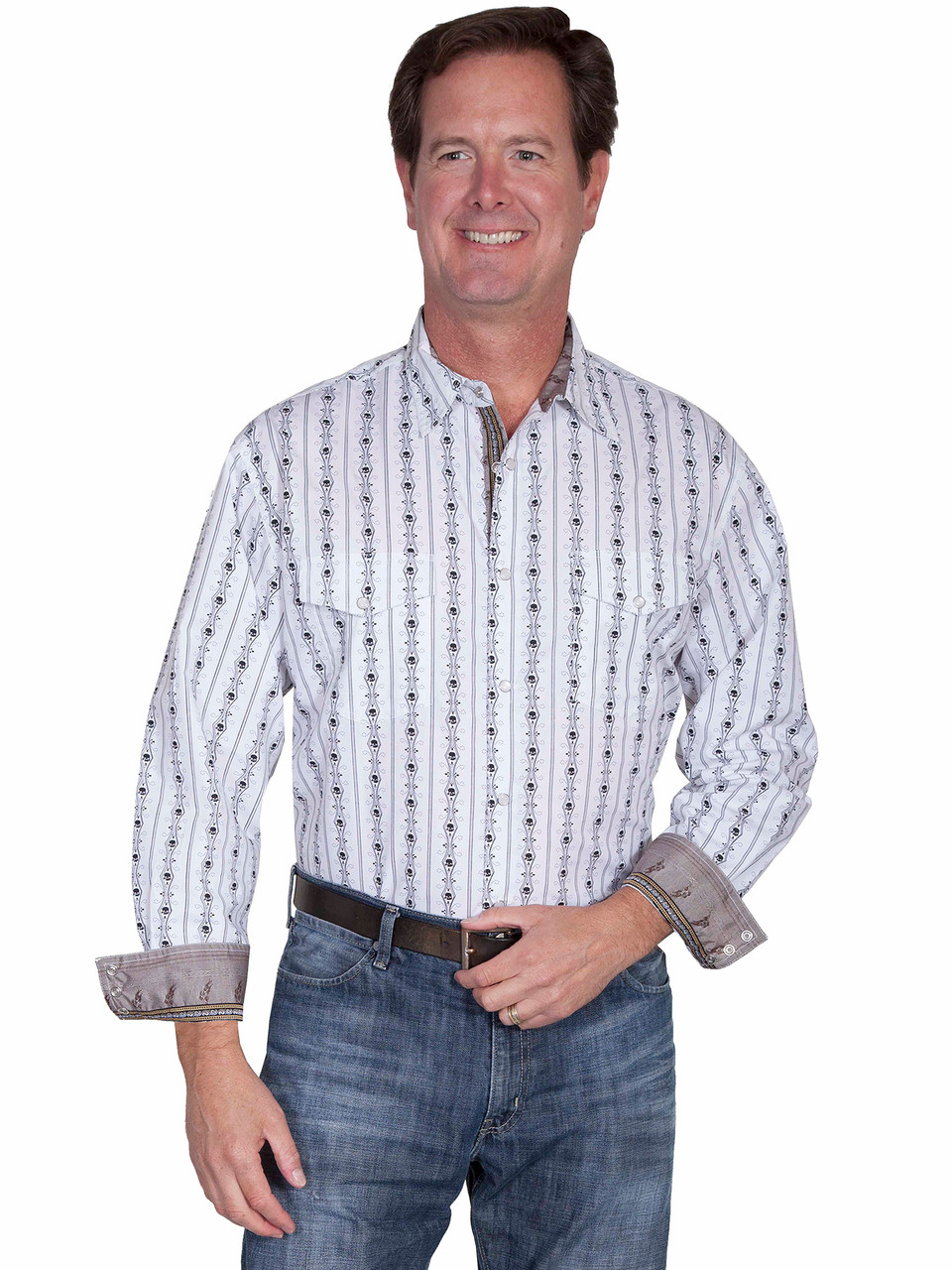 Skull Stripe Long Sleeve Shirt,Long Sleeve Dress Shirt PS