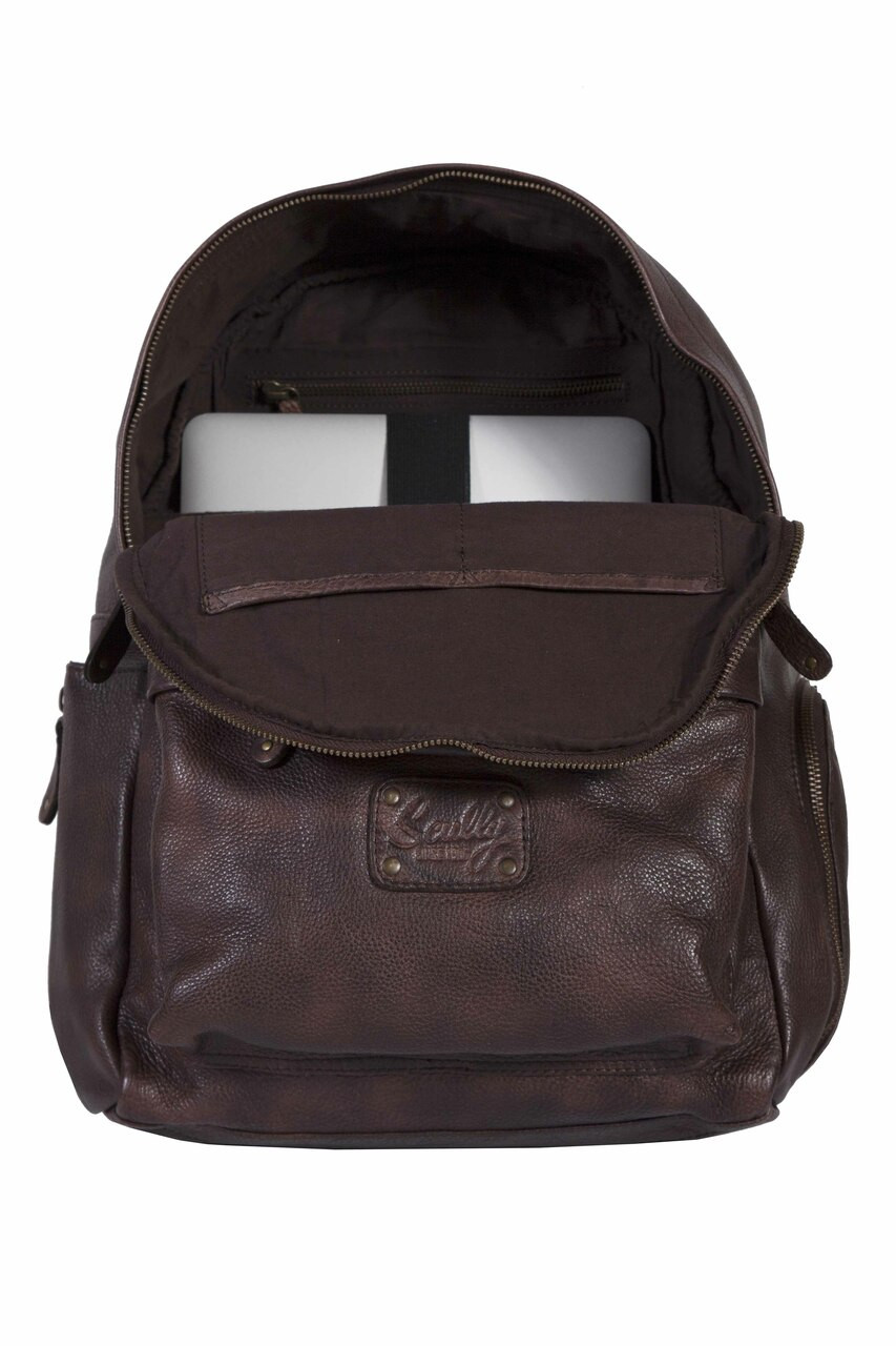 brown leather backpack handbag from sundance catalog 1994 Women's small BROWN/GOLD Made for adventure BACKPACK 926-44 - Parts Unknown