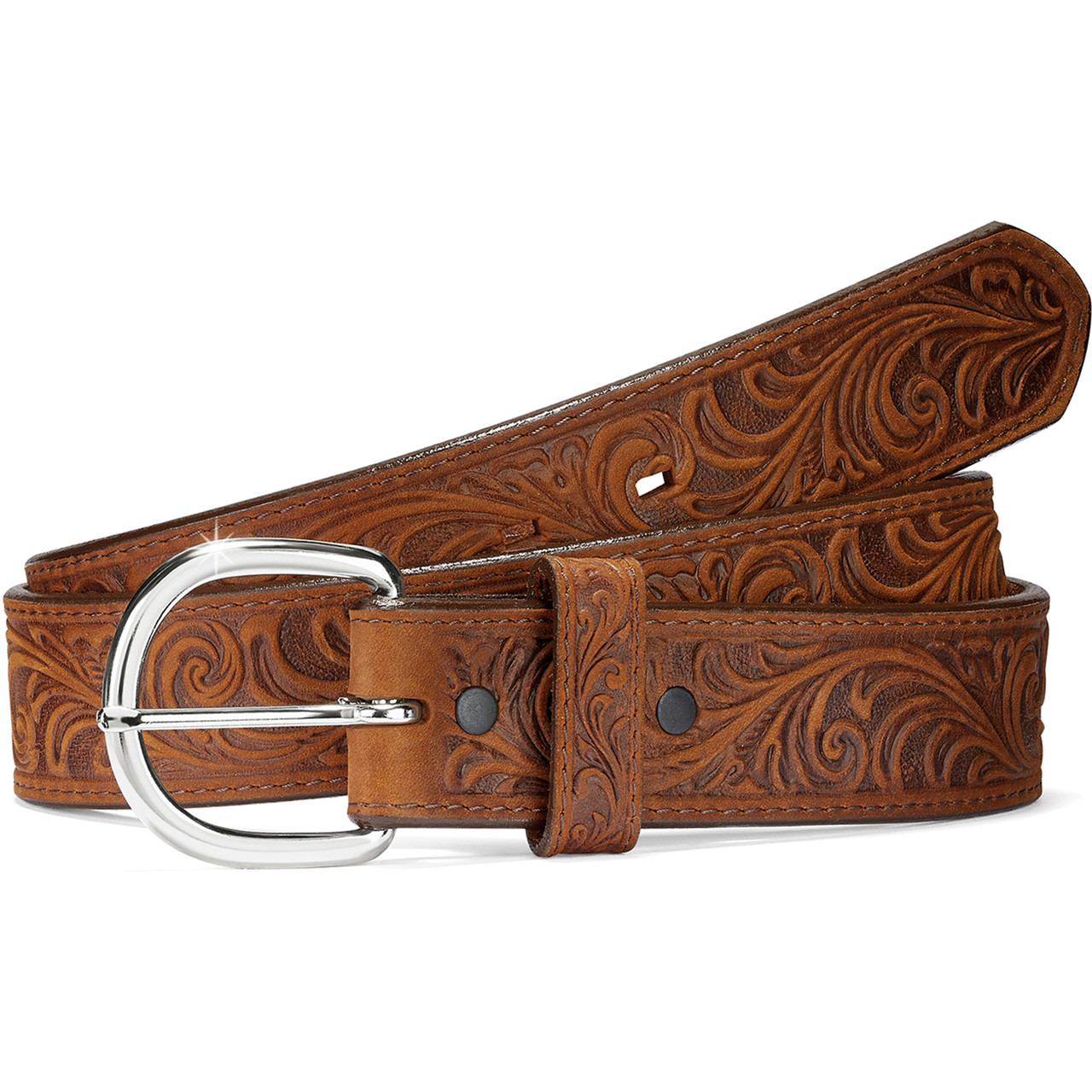 Vintage Western tooled leather belt M/L Vintage Unisex Western Leather Belt | Tooled Black Leather  main image 3