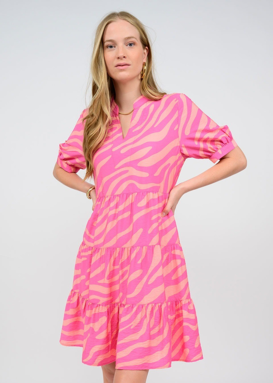 strapless open back dress Lami Bodycon Dress in Zip's Zebra Pink