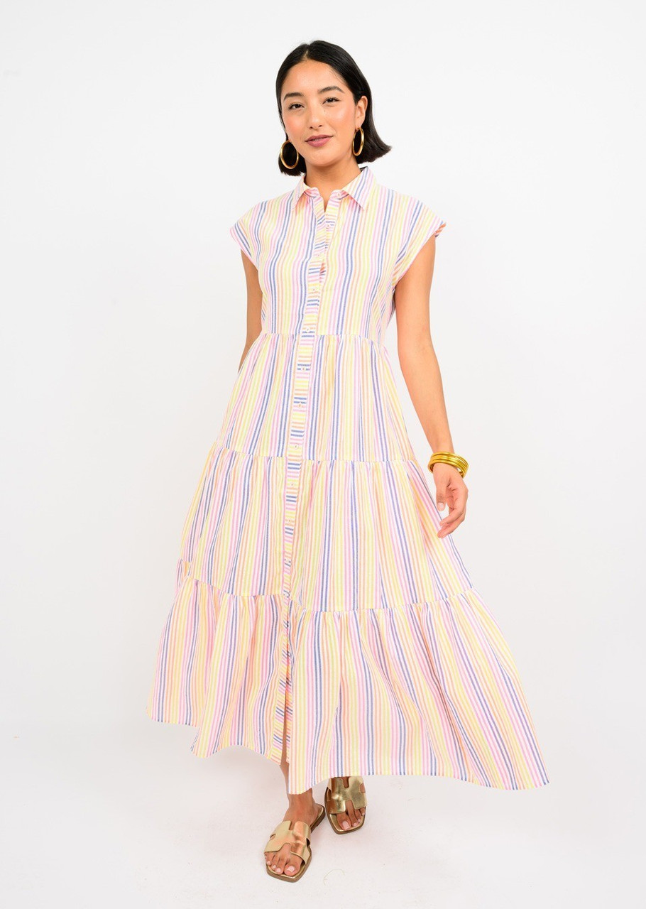 Color Striped Collared Dress 75696 - Parts Unknown
