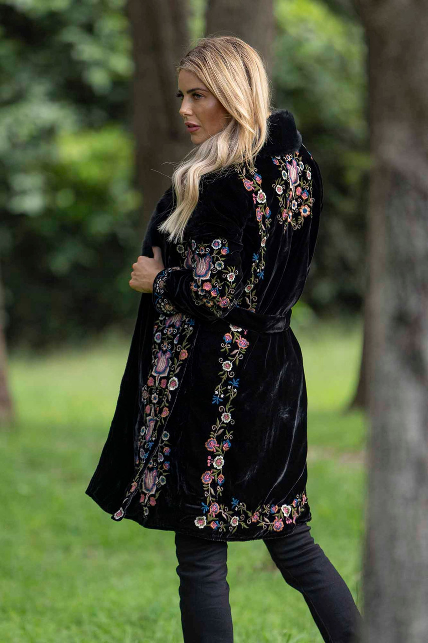 Danica Long Black Embroidered Coat DANICA LONG EMB COAT - Parts 