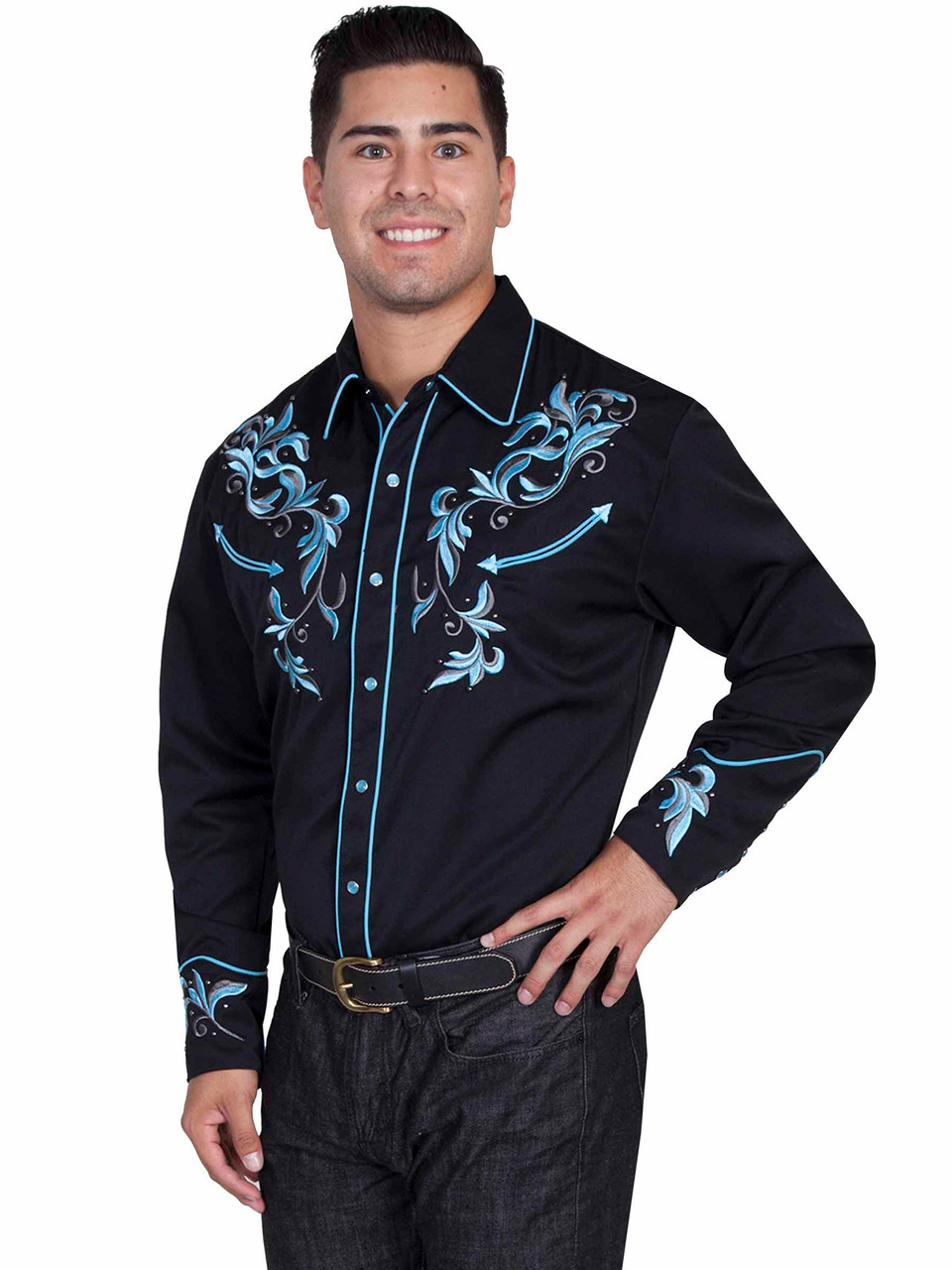 Embroidered Two Tone Leaf Shirt P-844 - Parts Unknown