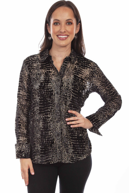 VELVET FRONT BUTTON UP SHIRT HC800