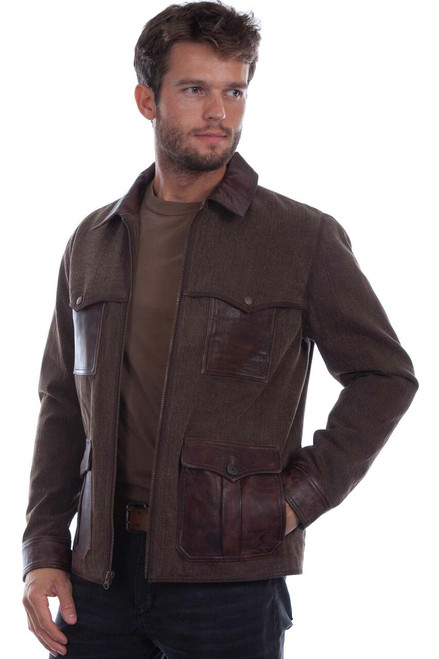 ZIP FRONT CANVAS JACKET WITH LEATHER TRIM 2006