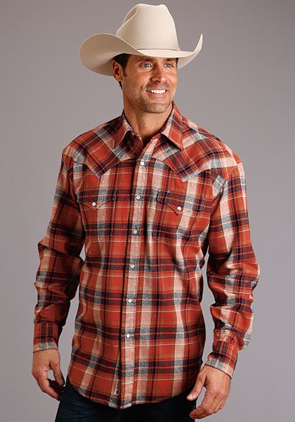 MENS STETSON BRUSHED PLAID LONG SLEEVE SHIRTS 0478-6085 - Parts