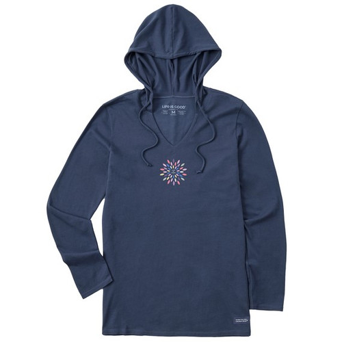 Pretty Flower Burst Hooded V-Tee 108018