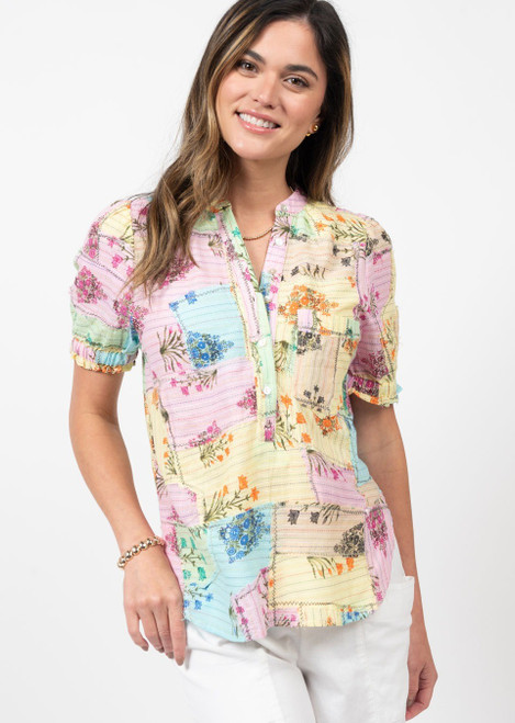 Patch Floral Popover Top 650346