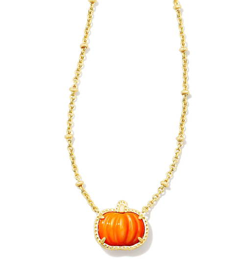 Pumpkin Gold Short Pendant Necklace In Orange Mother-Of-Pearl 9608880812 Pumpkin Gold Short Pendant Necklace In Orange Mother-Of-Pearl 9608880812