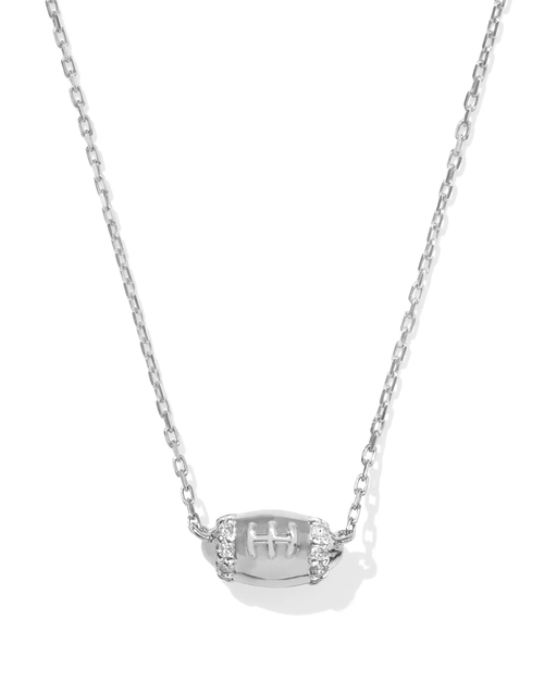 Tiny Diamond Football 14K White Silver Pendant Necklace 9608889753 Tiny Diamond Football 14K White Silver Pendant Necklace 9608889753