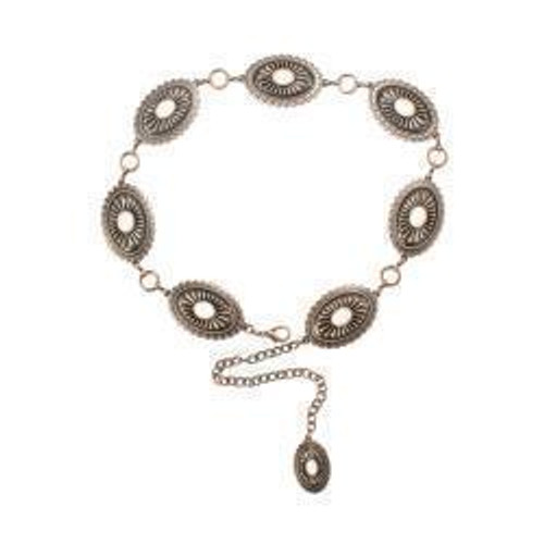 Oval Concho With White Stone Chain A15158216