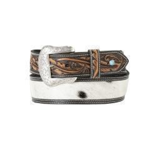 Calf Hair Inlay Embrossed Belt N210000401