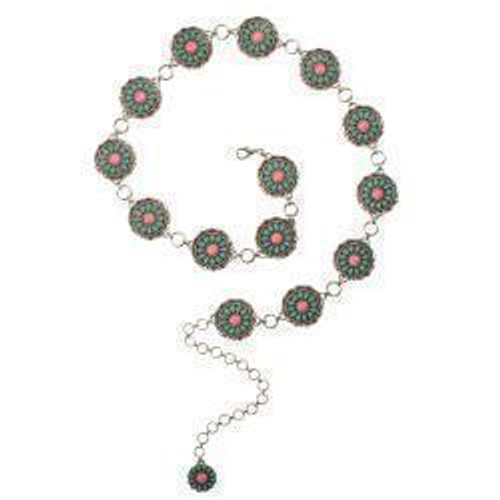 Floral Concho Inlay Chain Belt N320005933