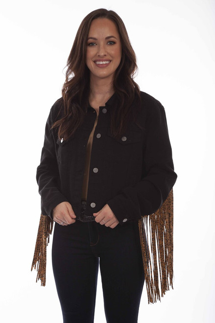 DENIM Jackets WITH LEOPARD FRINGE HC662
