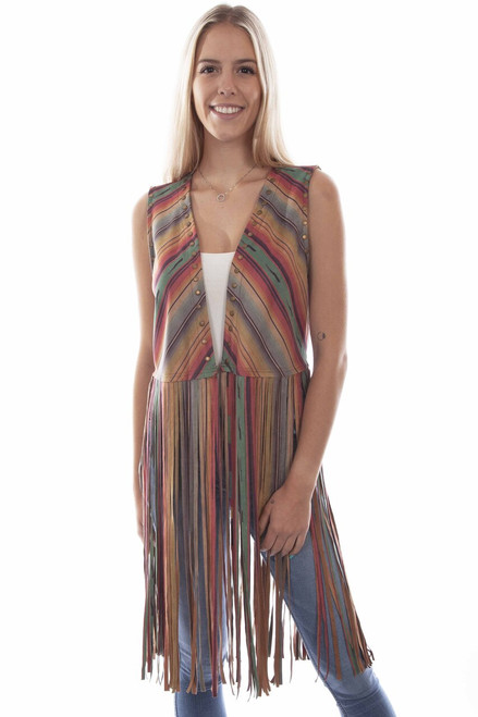 MICROFIBER SERAPE PRINT FRINGE Vests HC764