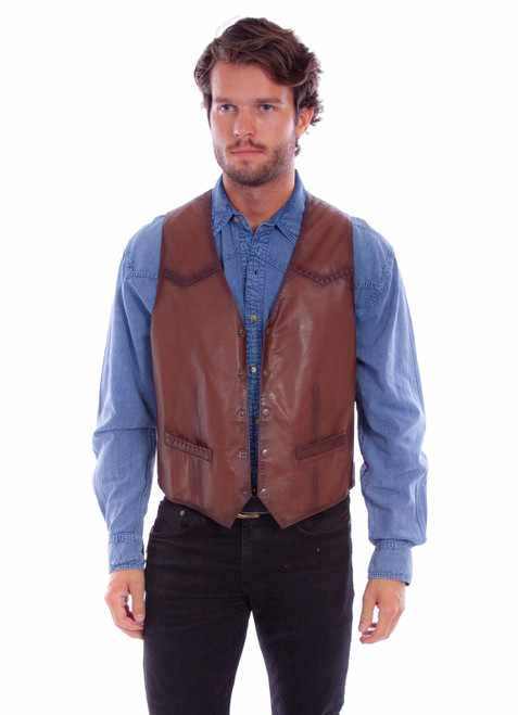 Leather Snap Front Vest 2053