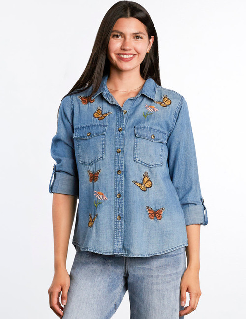 Denim Butterflies Shirt BT7466T